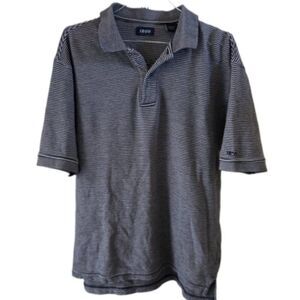 Izod Men's Gray Striped Short Sleeve Polo